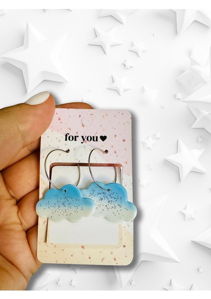 Muffyclay Özel Tasarım, Polimer Kil Halkalı Bulut Küpe