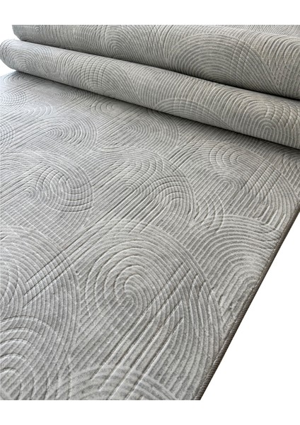 Yıkanabilir Leke Tutmaz Kaymaz Tabanlı Kesme Kabartmalı Salon Koridor Mutfak Halısı Gri modelleri