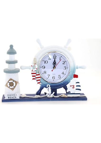 Ahşap Marin Deniz Feneri Dümenli Saat