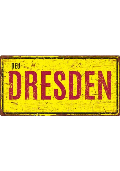 Dresden Şehir Plakası Tasarımlı Uv Baskı Alüminyum Levha – Vintage Duvar Süsü