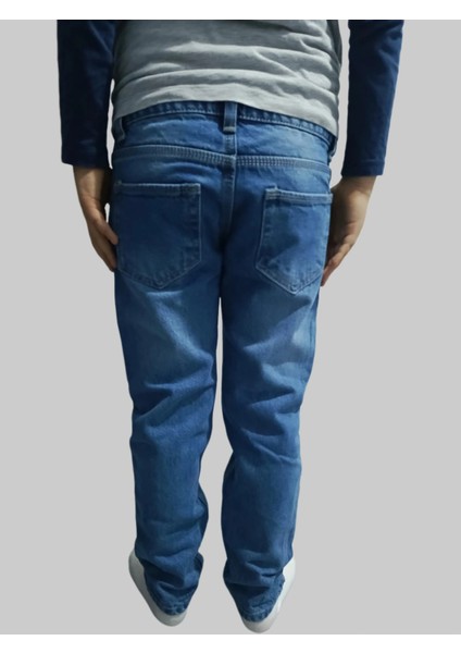 Erkek Çocuk Denim Mavi Düz Ligrasız Kot Pantolon fırsatları