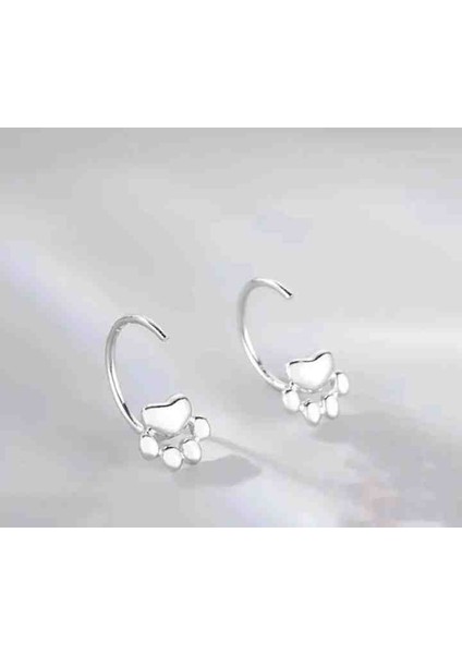 Gümüş Kedi Patisi Küpeler modelleri