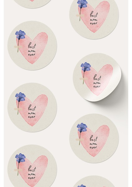 Best Mom Ever Temalı Sticker Paketleme Kargo Ambalaj Etiketi - 4X4CM 70 Adet fırsatları