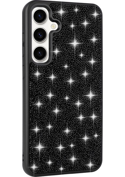 Galaxy S25 Kılıf Parlak Taşlı Tasarım Aden Pırlanta Kapak - Siyah modelleri