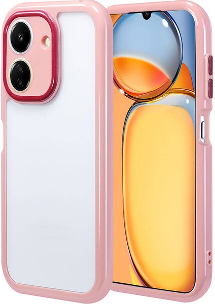 Xiaomi Redmi 13C Kılıf Kamera Korumalı Renkli Kenar ve Çerçeve Tasarımlı Aden Vitamin Kapak-Mürdüm