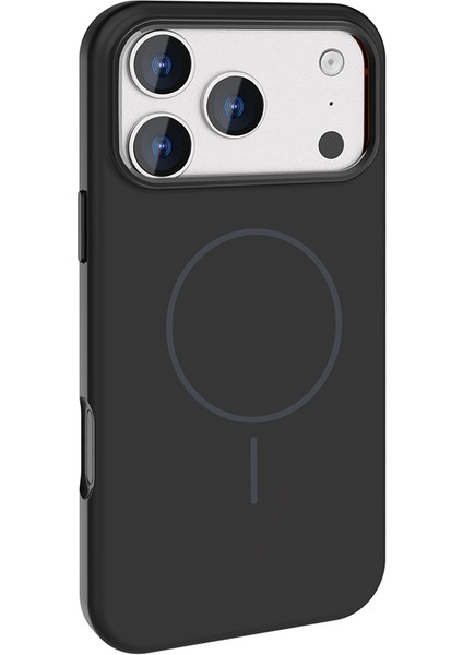 iPhone 17 Pro Kılıf M-Safe Şarj Özellikli Metal Kamera Çerçeveli Aden Edi Silikon Kapak - Titanyum-G fırsatları