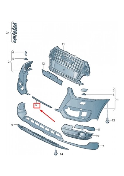 Audi Q3 2012-2014 Ön Tampon Alt Orta Parça Siyah (Tyg) (Oem NO:8U0807663GRU)
