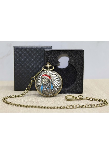 Isme Özel Kutulu Antik Kızılderili Köstekli Saat