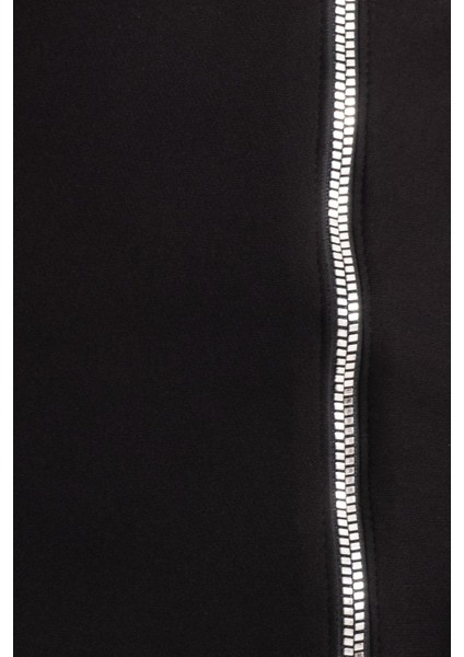 Kadın Orta Yükseklikte Fermuarlı Mini Etek Black