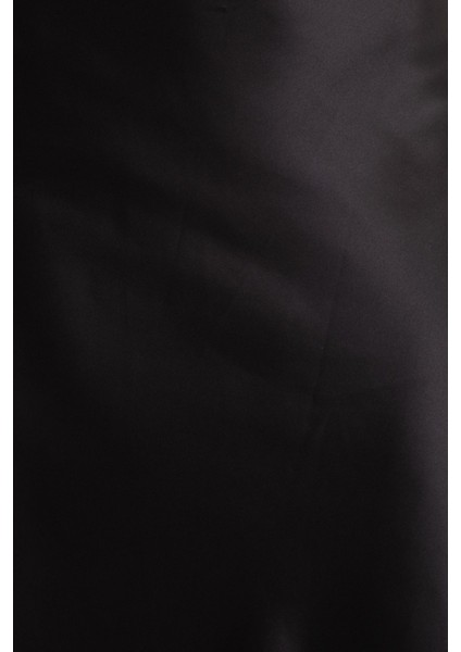 Kadın Kahverengi Saten Yüksek Bel Midi Etek Black
