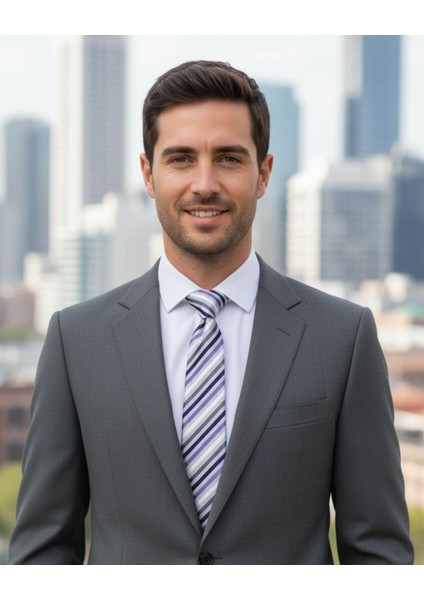 Lila Mor Beyaz Gri Çizgili 7 cm Genişliğinde Ince Kravat fırsatları