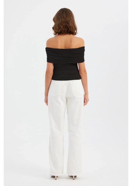 Kadın Omuz Dışı Toplama Askılı Vücut Çorap Üst Black