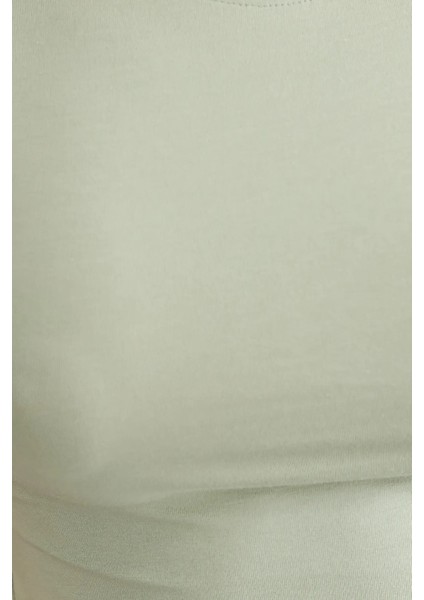 Kadın Bisiklet Yaka Temel Crop Top Green