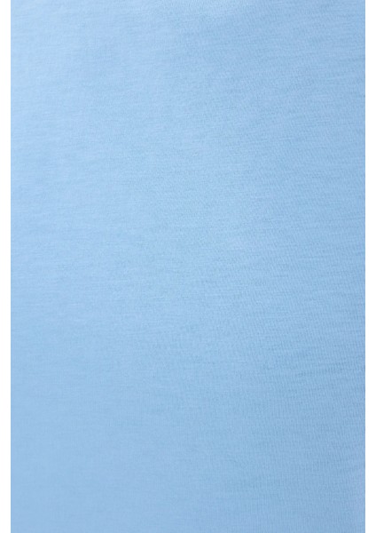 Kadın Kolsuz Yuvarlak Yakalı Düz Kısa Üst Blue