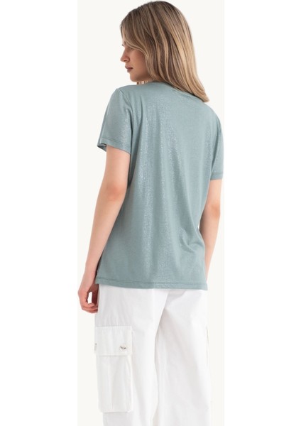 Kadın Yuvarlak Yaka Temel Tişört Green