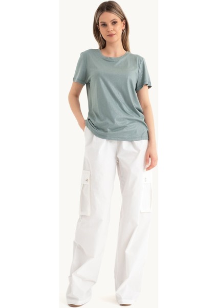 Kadın Yuvarlak Yaka Temel Tişört Green