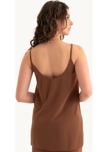 Kadın Askılı İnce Askılı Tişört Brown