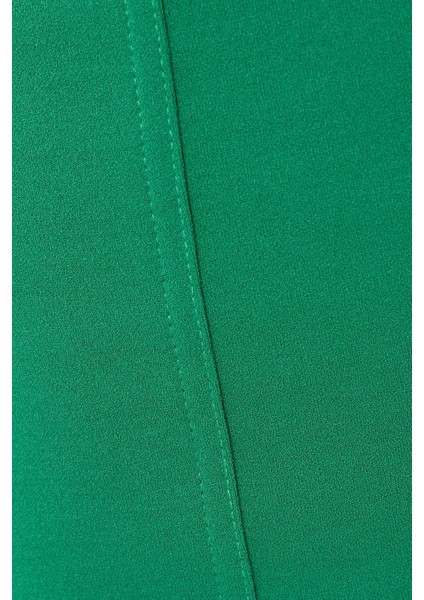 Kadın Ön Dikişli Yüksek Bel Mini Etek Green