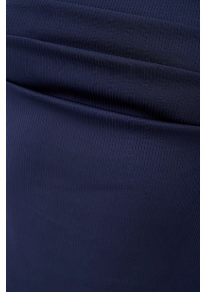 Kadın Kırışıklıklı Kare Yaka Mini Elbise Blue