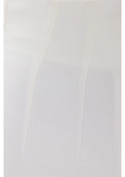 Kadın Plise Yüksek Bel Düz Bacak Pantolon Natural