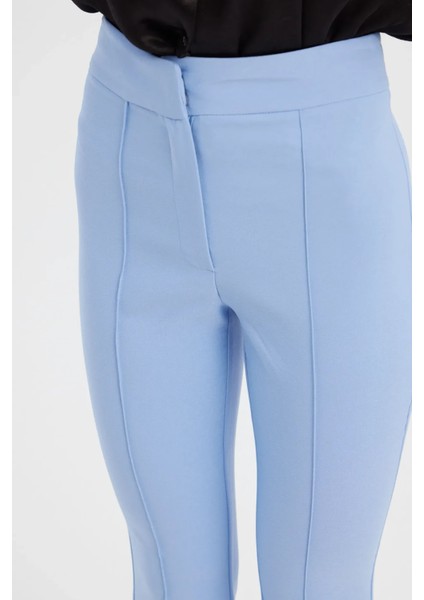 Kadın Ön Dikişli Yüksek Bel Geniş Kesim Pantolon Blue