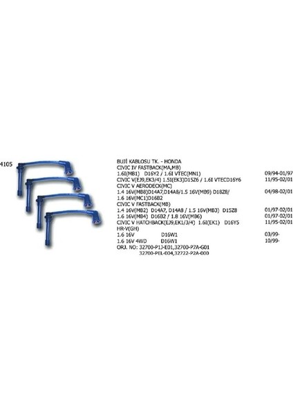 4105 Buji Kablosu 2722P07000 32700P0AA00 32700P1JE01