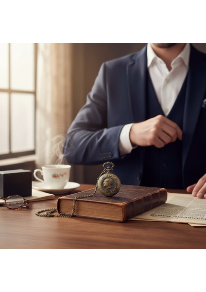 Kişiye Özel Atatürk Kabartmalı Nostaljik Cep Saati - 1881-1938 Anı Saati modelleri