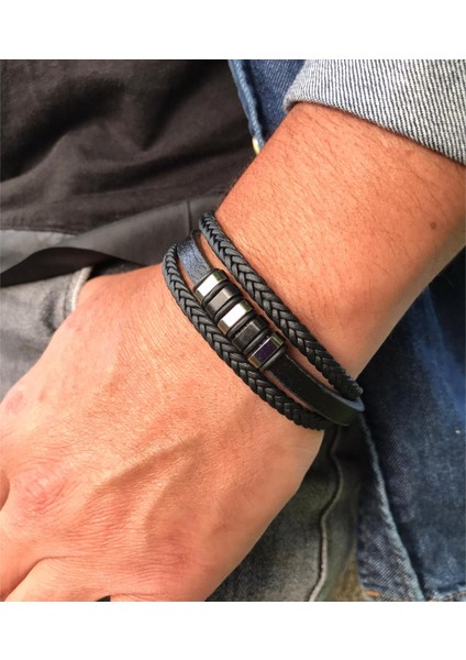 Erkek Deri Tasarım Bileklik Mıknatıslı Kapama fiyatları