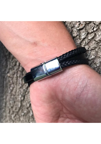 Erkek Deri Tasarım Bileklik Mıknatıslı Kapama modelleri