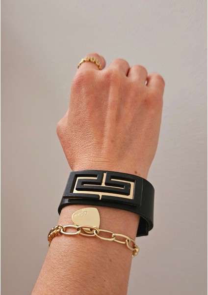 Siyah Gold Deri Bileklik fiyatları