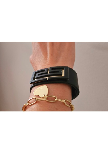 Siyah Gold Deri Bileklik modelleri