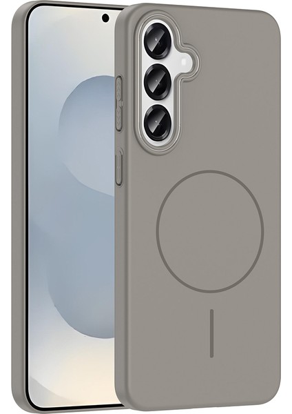 Galaxy S25 Plus Kılıf Magsafe Şarj Özellikli Aden Ruby Silikon Kapak - Desert Titanyum fiyatları