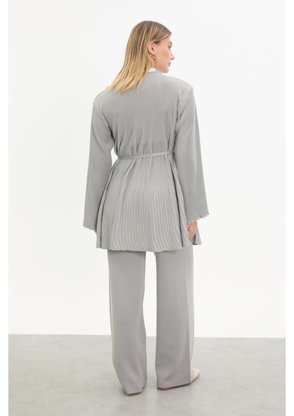 Merserize Kuşaklı Pliseli Takım modelleri