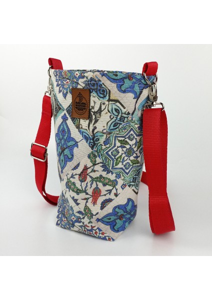 2 Litrelik Çini Desenli Matara Termos Kılıfı - Kırmızı Askılı modelleri