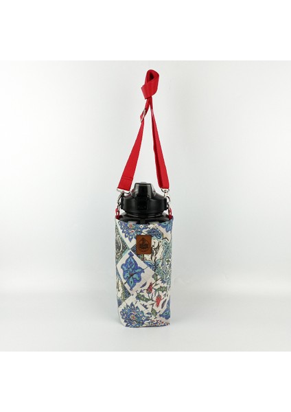 2 Litrelik Çini Desenli Matara Termos Kılıfı - Kırmızı Askılı fırsatları