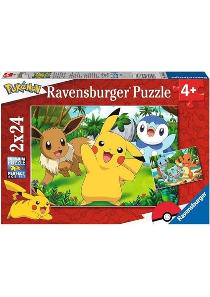 Çocuk Yapbozu 05668 - Pikachu ve Arkadaşları - 2 x 24 Parça Pokemon Yapboz, 4 Yaşından Büyük Çocuklar Için, Pokemon Hediyeleri
