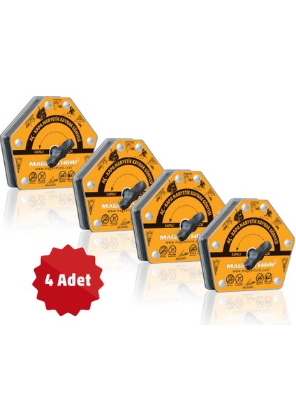 4 Adet Aç Kapa Özellikli 6 Açılı Kolay Temizlenebilen Güçlü Mıknatıslı Kaynak Tutucu Manyetik Kaynak Gönyesi