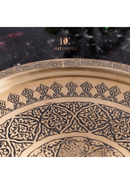 Dmt Gaziantep Sarı Bakır 35 cm Osmanlı El Işi Sunum Gold Tepsi Kına Tepsisi 35 cm indirimleri