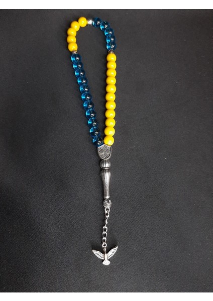 Mryart Sarı Lacivert Cam Boncuk Taraftar Tesbih Şık Tasarım modelleri