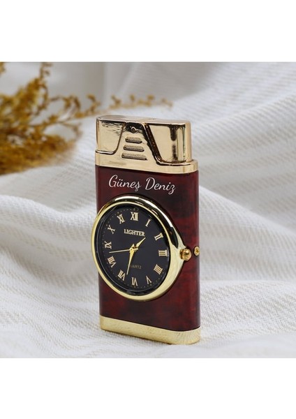 Kişiye Özel Saatli Kahverengi Renk Çakmak fiyatları