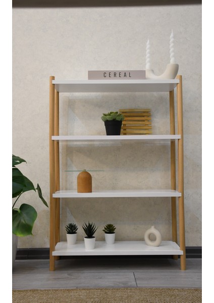 Beyaz Ahşap 4 Raflı Çiçeklik, Saksılık, Çiçek Standı, Dekoratif Raf , Çok Amaçlı Kullanım fiyatları