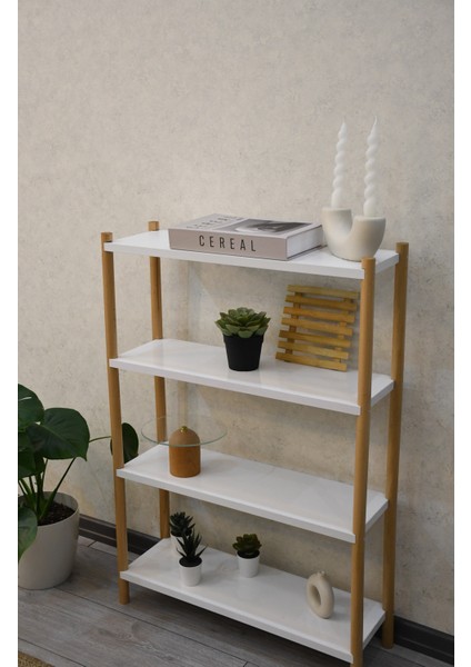 Beyaz Ahşap 4 Raflı Çiçeklik, Saksılık, Çiçek Standı, Dekoratif Raf , Çok Amaçlı Kullanım modelleri