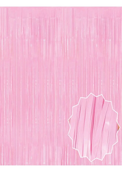 Soft Pembe Püsküllü Kapı Perdesi