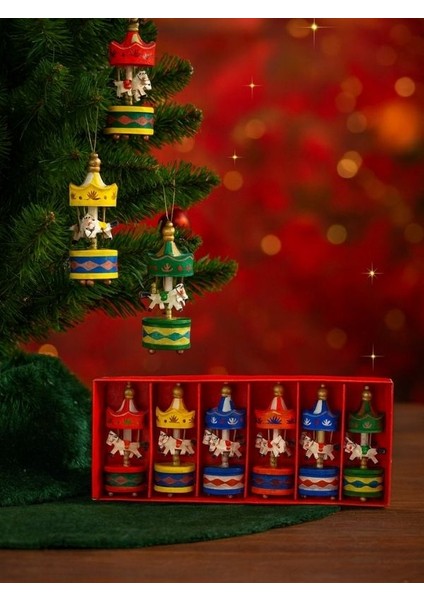 Ahşap Noel Atlı Karınca Süsü (6 Adet)-Yılbaşı Hediye Seti: Ahşap Atlı Karıncalar-Yılbaşı Ağacı Süsü