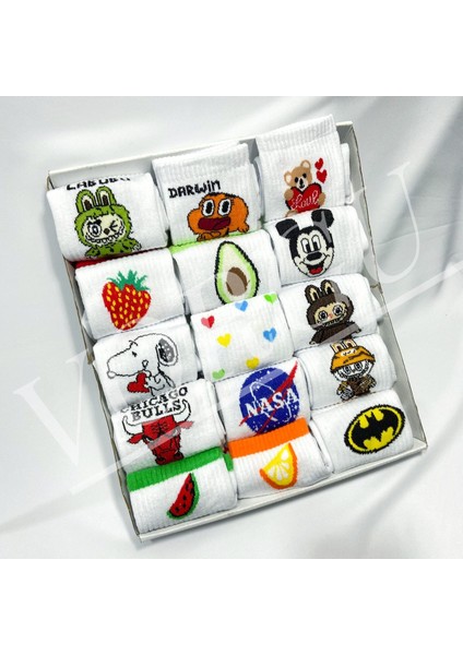 Desenli Kolej Çorap 5 Çift (Kutusuz) Eğlenceli Desenli Çorap fiyatları