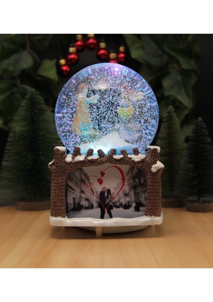 Kişiye Özel Fotoğraf Çerçeveli Romantik Aşıklar Sevgiliye Hediye Kar Küresi modelleri