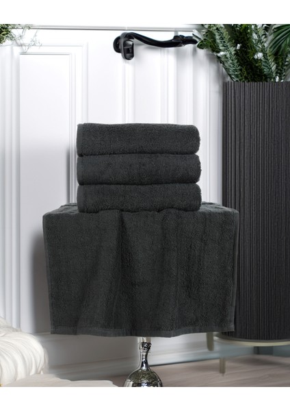 Siyah El Havlusu 4'lü Paket Pamuk 220 Gr/adet 50X90 cm