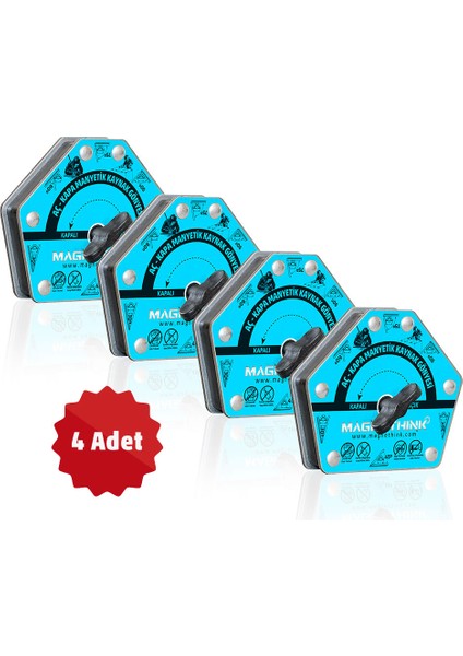 4 Adet Aç Kapa Özellikli 6 Açılı Kolay Temizlenebilen Güçlü Mıknatıslı Kaynak Tutucu Manyetik Kaynak Gönyesi