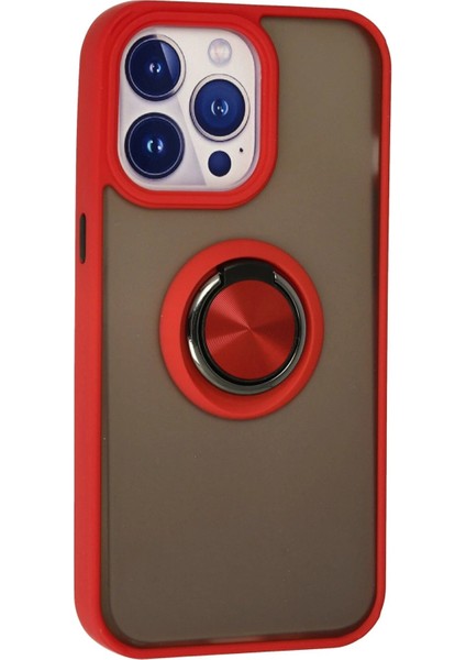 iPhone 15 Pro Kılıf Montreal Yüzüklü Silikon Kapak - Kırmızı - NHR2429-2033 modelleri