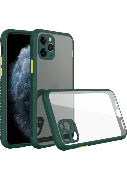 iPhone 11 Pro Max Kılıf Miami Şeffaf Silikon - Koyu Yeşil - NHR9387-9997